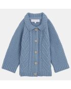 Gilet en Maille tricot de Coton bio & Laine Gipsy bleu